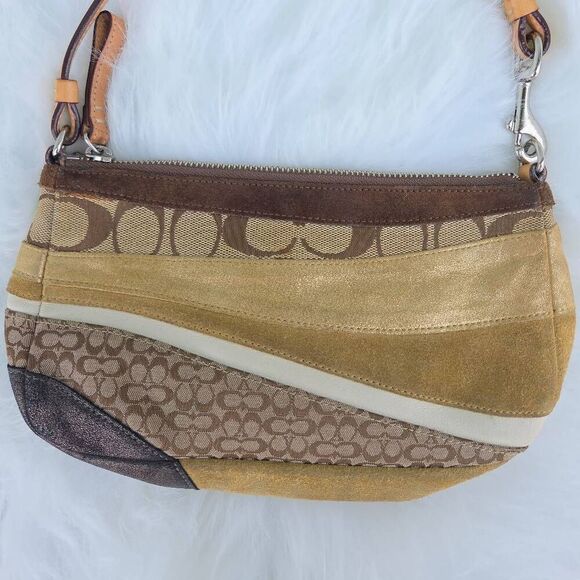 Coach Y2K Demi Striped Leather, Suede and Canvas Signature C Shoulder Bag - Picture 4 of 10